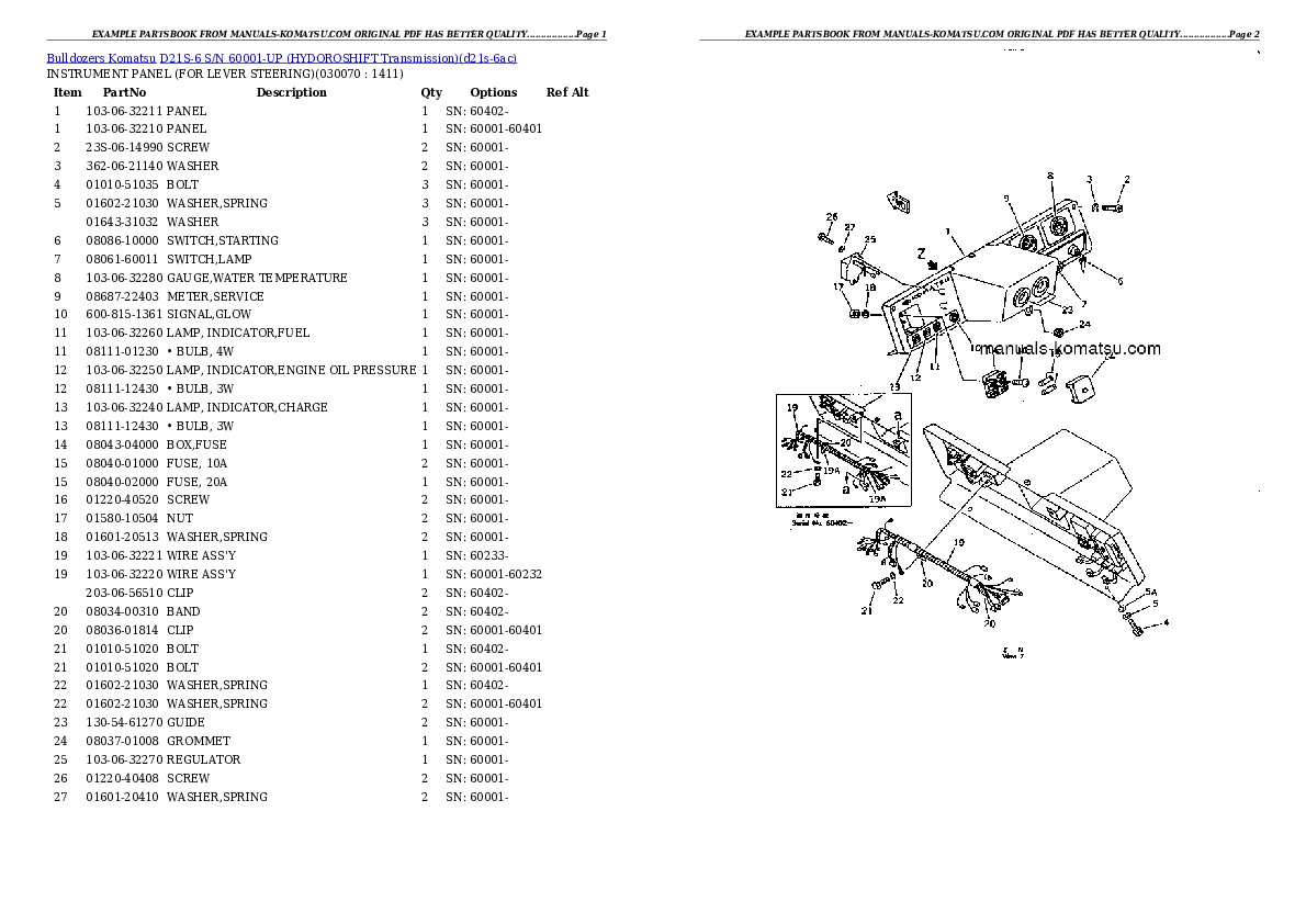 Protected: D21S-6 S/N 60001-UP (HYDOROSHIFT Transmission) Partsbook