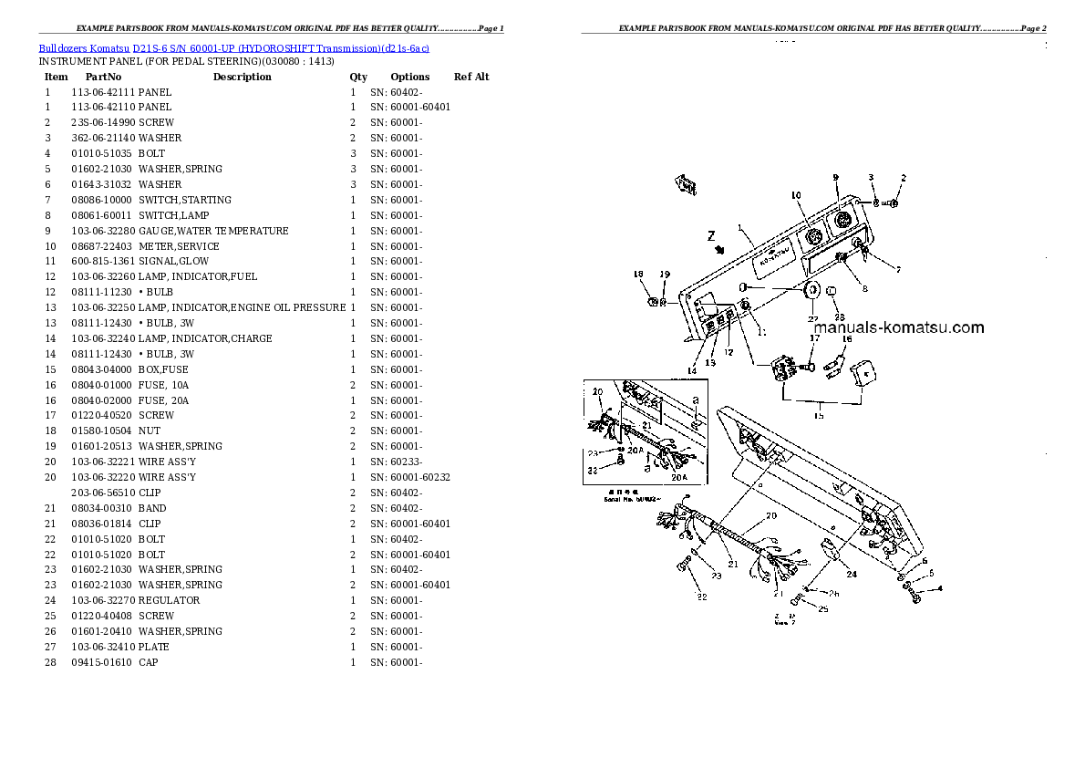 Protected: D21S-6 S/N 60001-UP (HYDOROSHIFT Transmission) Partsbook