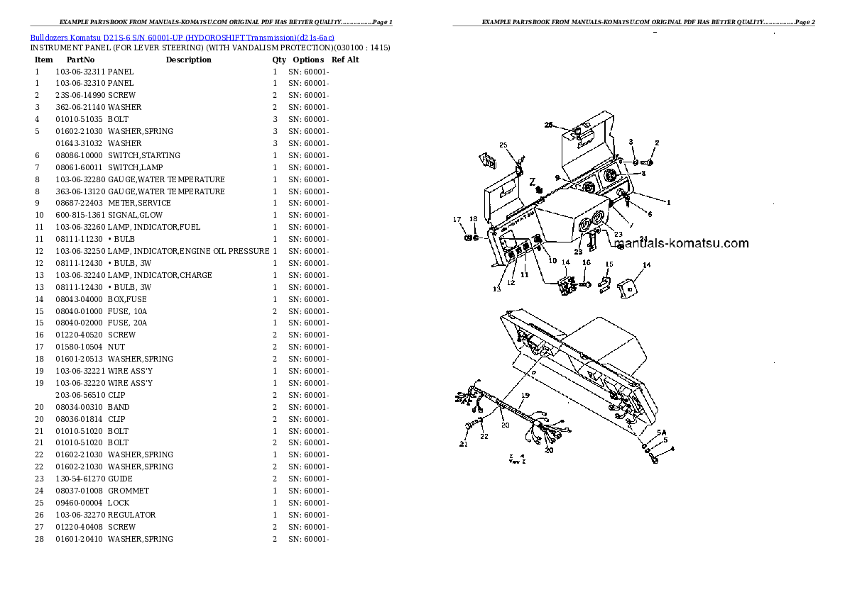Protected: D21S-6 S/N 60001-UP (HYDOROSHIFT Transmission) Partsbook