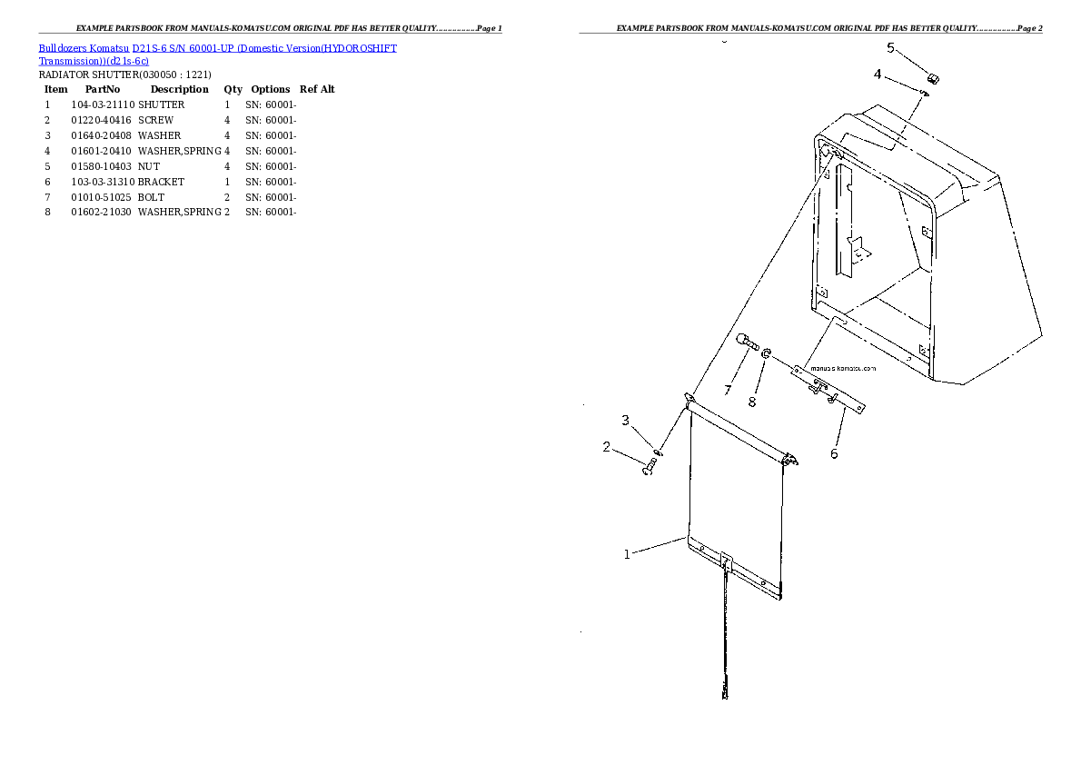 Protected: D21S-6 S/N 60001-UP (Domestic Version(HYDOROSHIFT Transmission)) Partsbook