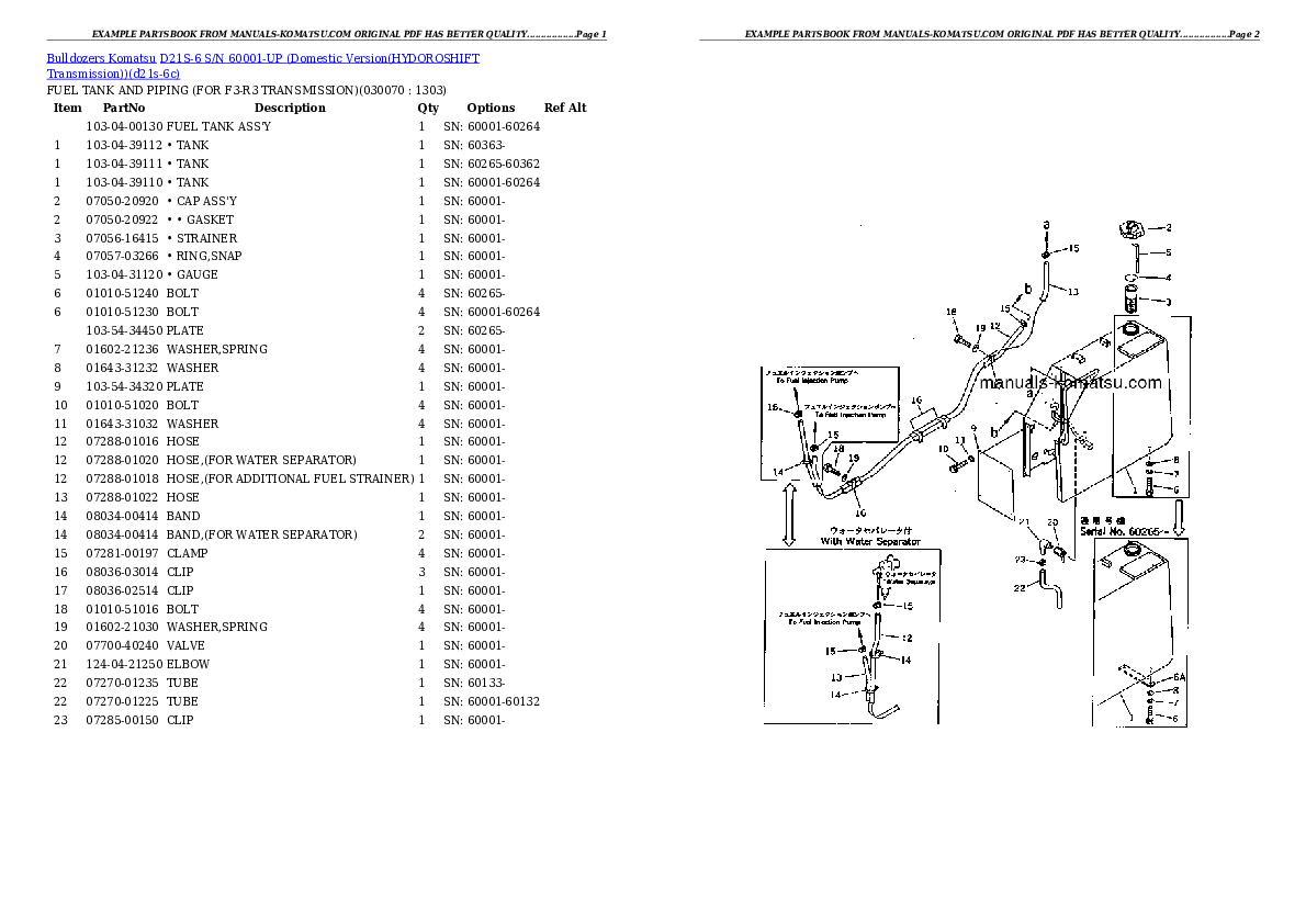 Protected: D21S-6 S/N 60001-UP (Domestic Version(HYDOROSHIFT Transmission)) Partsbook