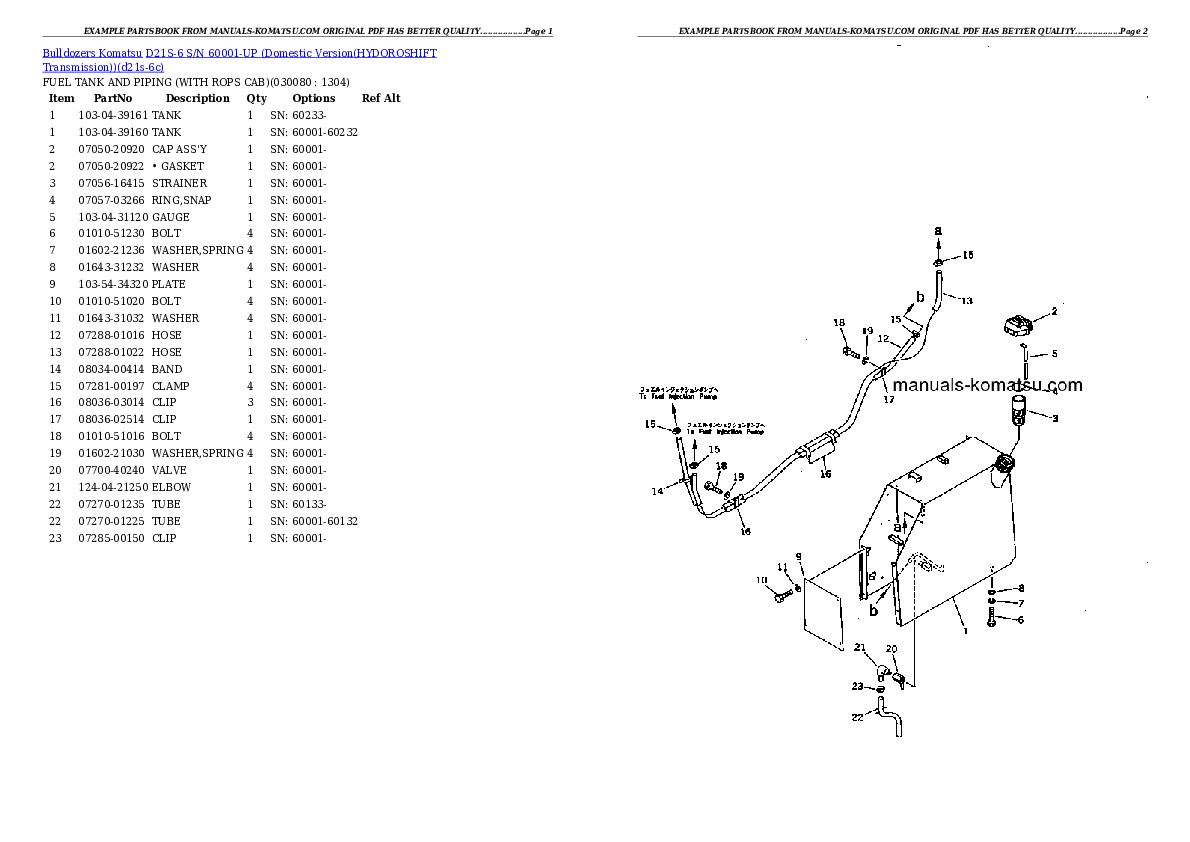 Protected: D21S-6 S/N 60001-UP (Domestic Version(HYDOROSHIFT Transmission)) Partsbook
