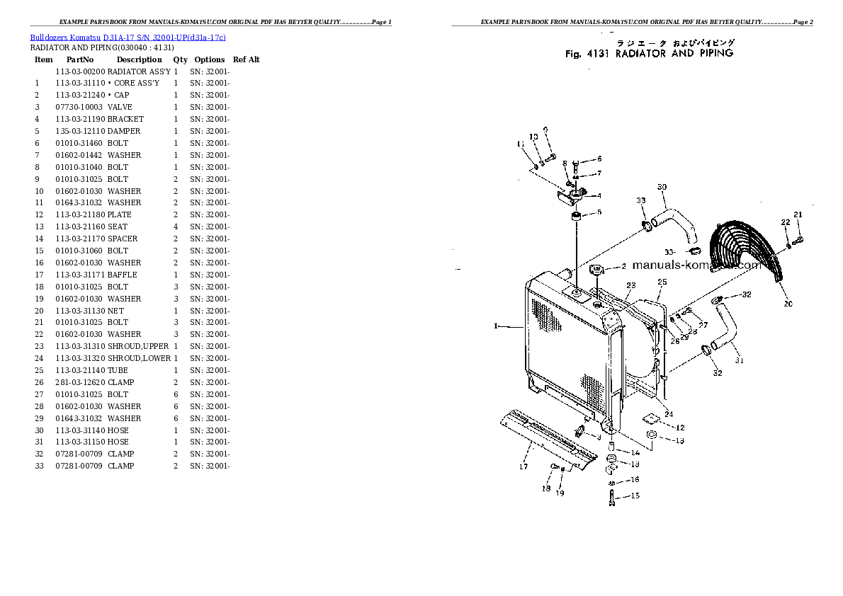 Protected: D31A-17 S/N 32001-UP Partsbook