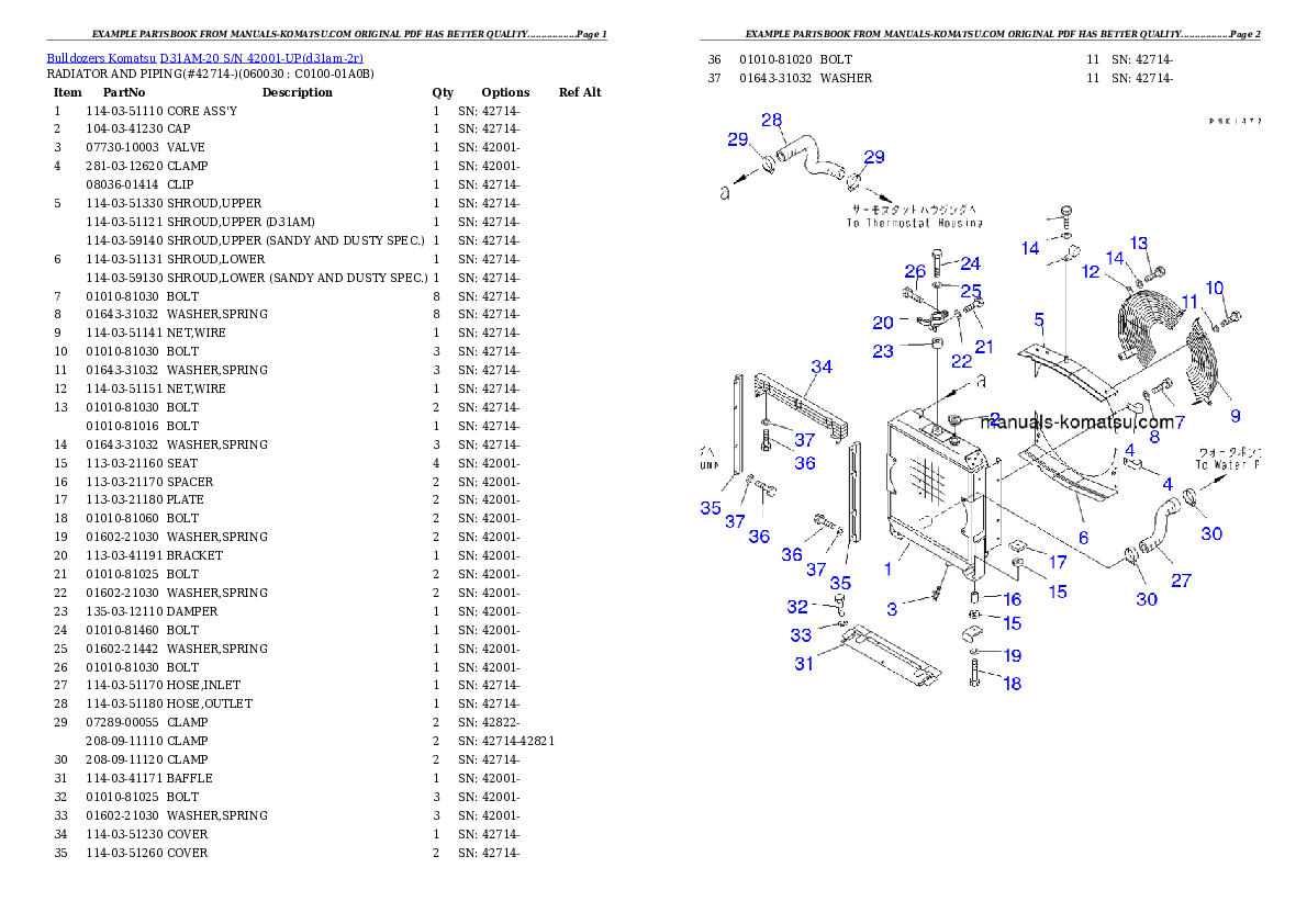 Protected: D31AM-20 S/N 42001-UP Partsbook