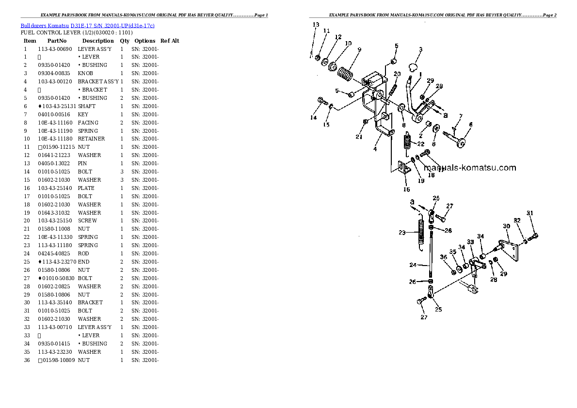 D31E-17 S/N 32001-UP Partsbook
