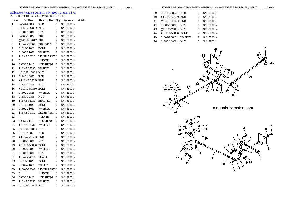 D31E-17 S/N 32001-UP Partsbook