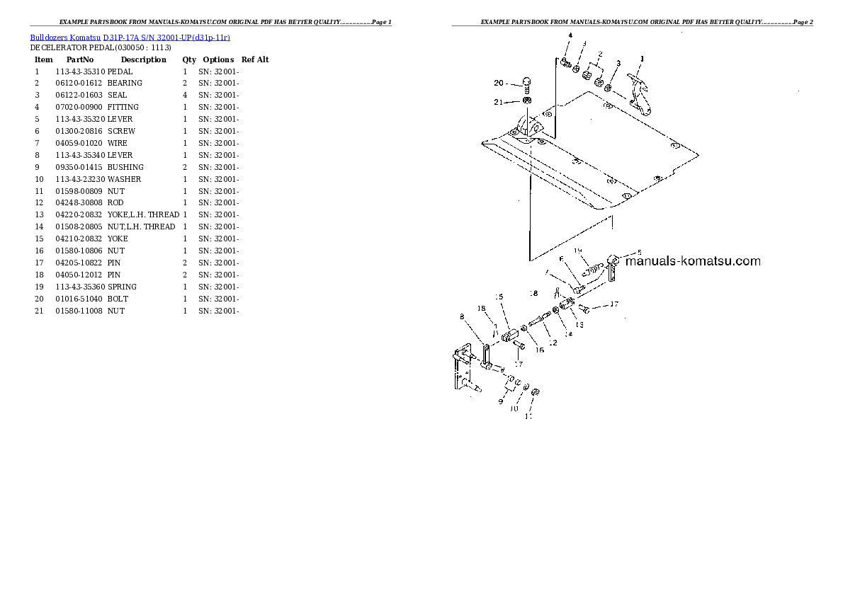Protected: D31P-17A S/N 32001-UP Partsbook