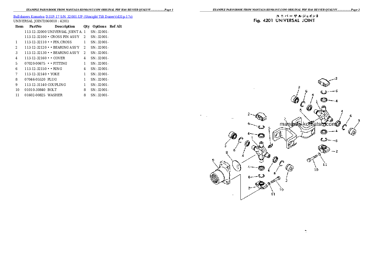 Protected: D31P-17 S/N 32001-UP (Straight Tilt Dozer) Partsbook