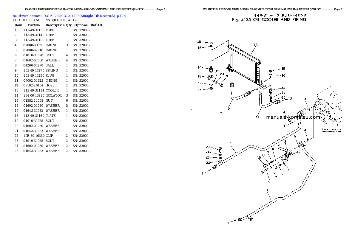 Protected: D31P-17 S/N 32001-UP (Straight Tilt Dozer) Partsbook