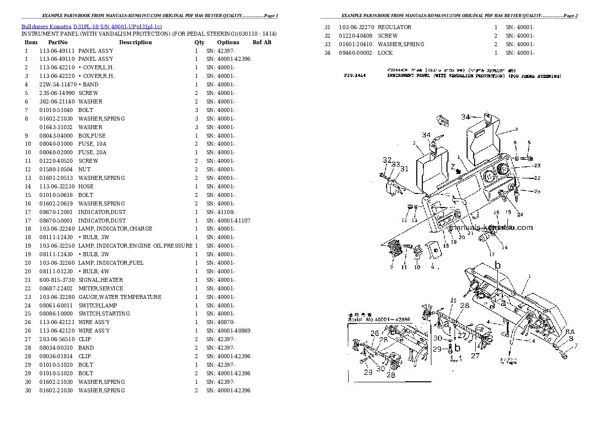 Protected: D31PL-18 S/N 40001-UP Partsbook