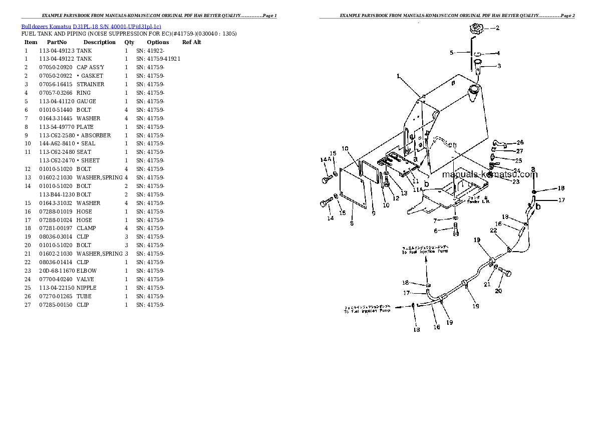 Protected: D31PL-18 S/N 40001-UP Partsbook