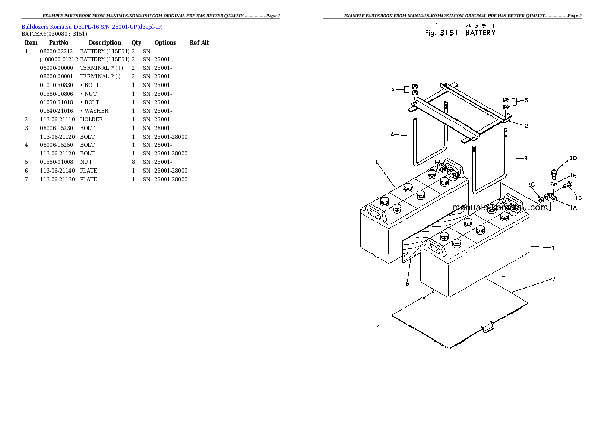 Protected: D31PL-16 S/N 25001-UP Partsbook