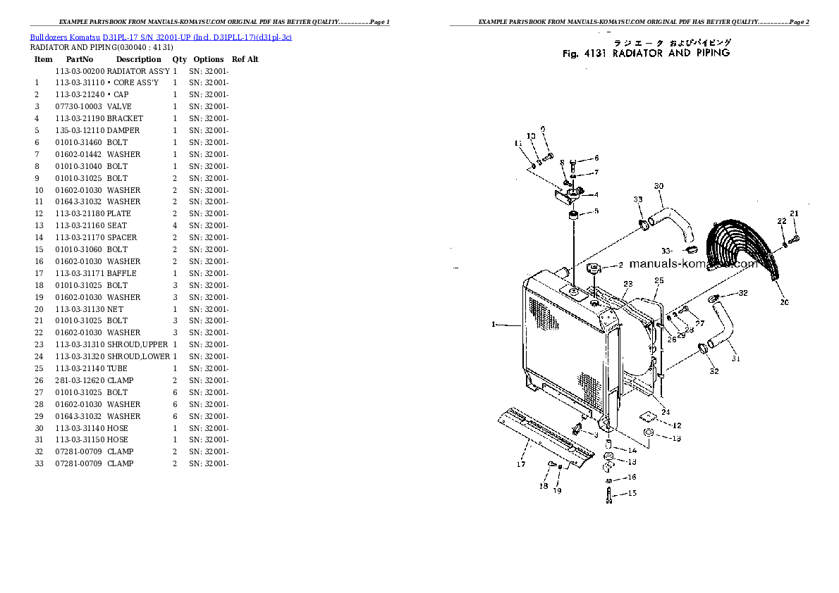 Protected: D31PL-17 S/N 32001-UP (Incl. D31PLL-17) Partsbook