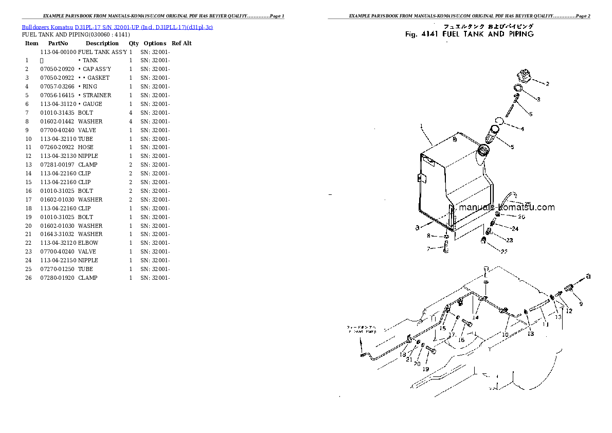 Protected: D31PL-17 S/N 32001-UP (Incl. D31PLL-17) Partsbook