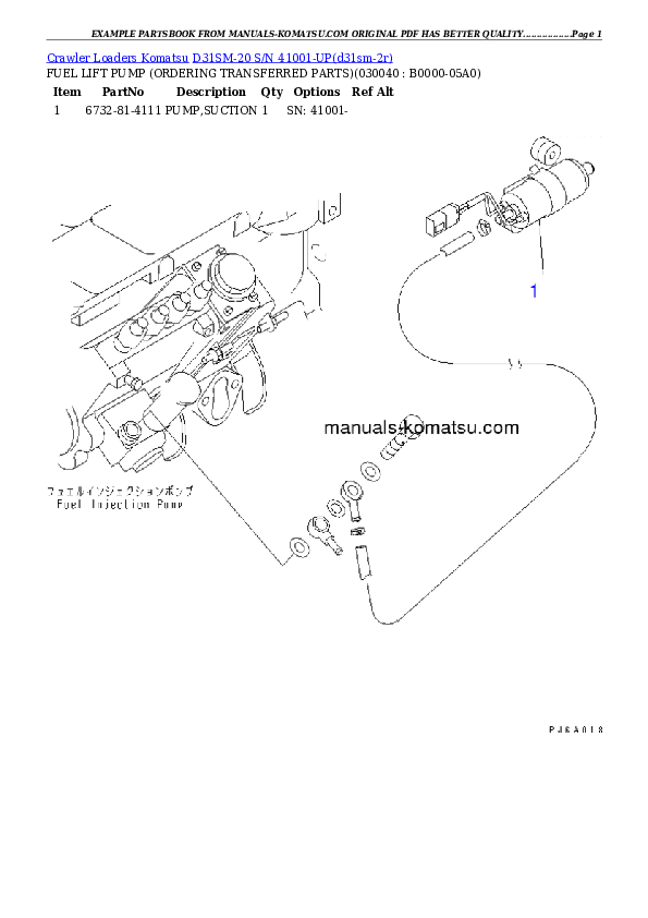 Protected: D31SM-20 S/N 41001-UP Partsbook