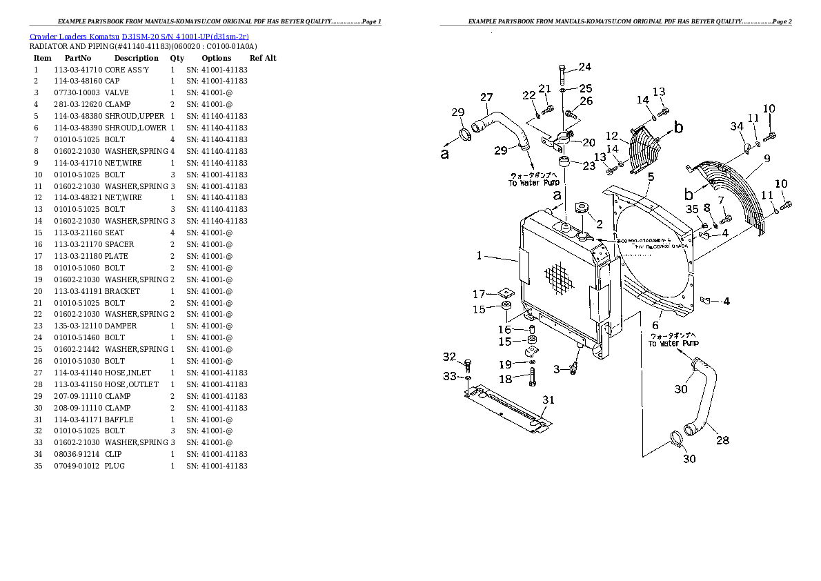 Protected: D31SM-20 S/N 41001-UP Partsbook