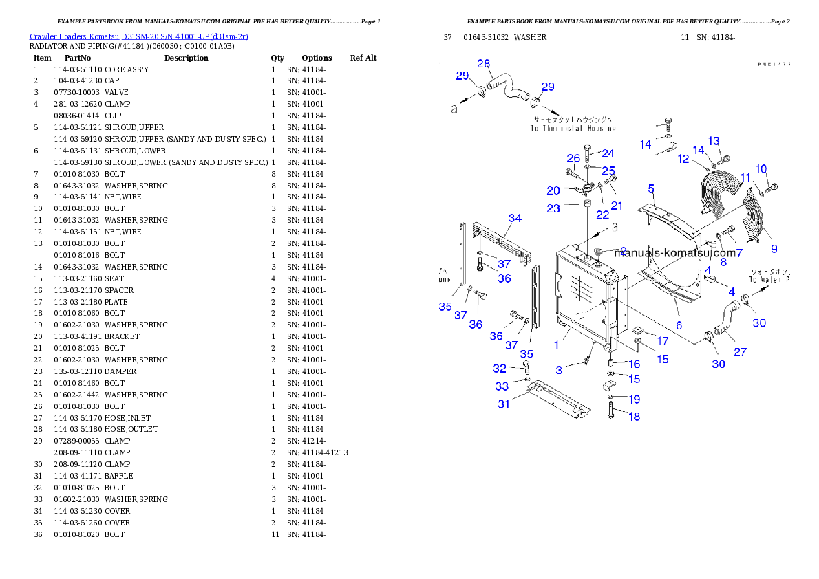 Protected: D31SM-20 S/N 41001-UP Partsbook