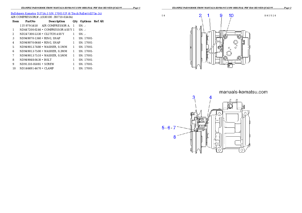 Protected: D375A-3 S/N 17001-UP (6 Track Roller) Partsbook