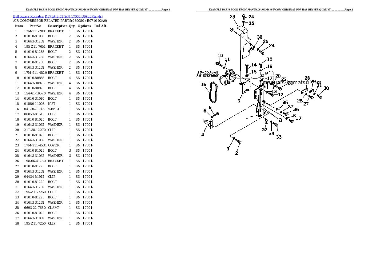 Protected: D375A-3-01 S/N 17001-UP Partsbook