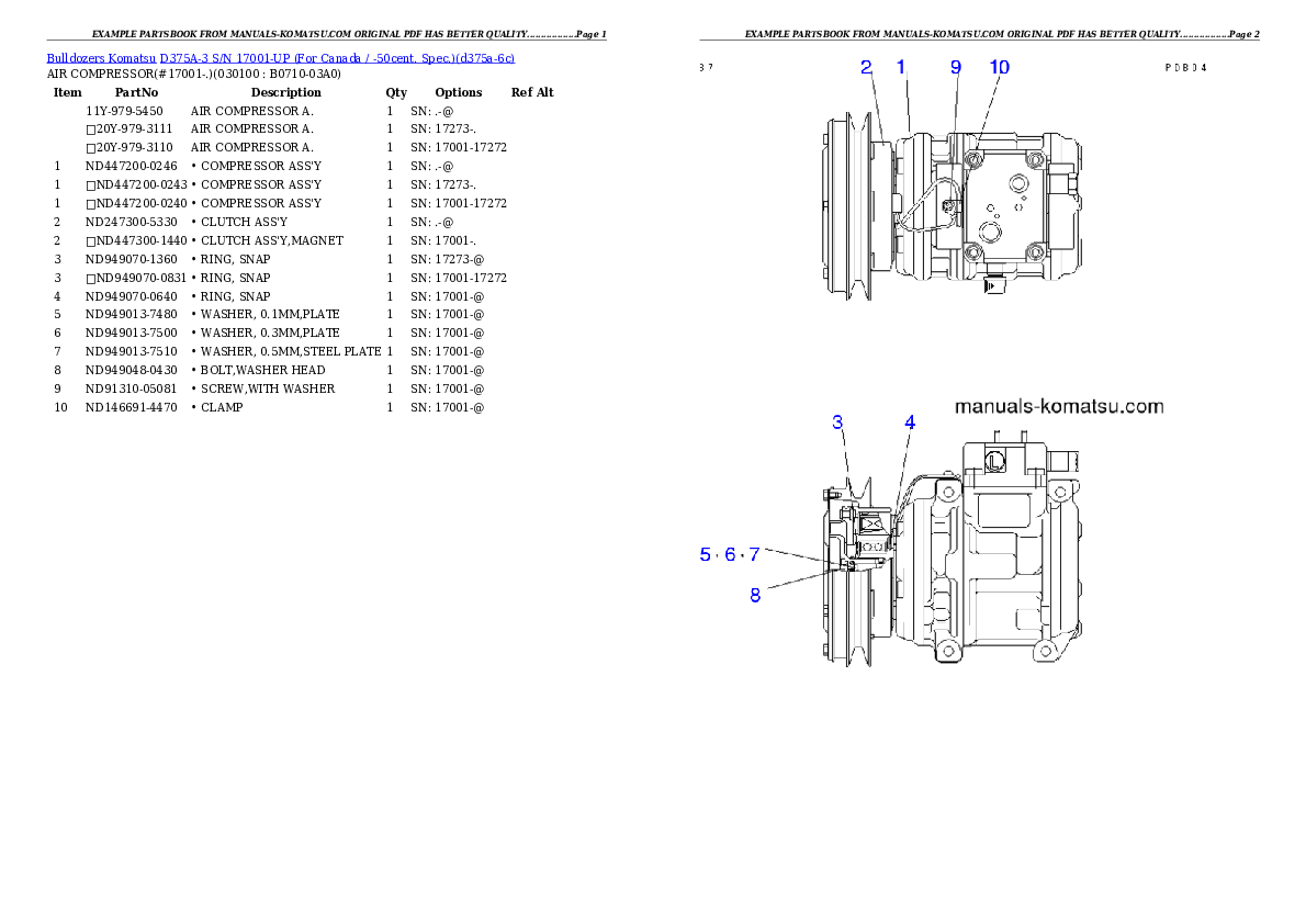 Protected: D375A-3 S/N 17001-UP (For Canada / -50cent. Spec.) Partsbook