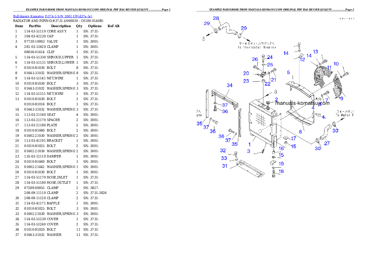 Protected: D37A-5 S/N 3001-UP Partsbook
