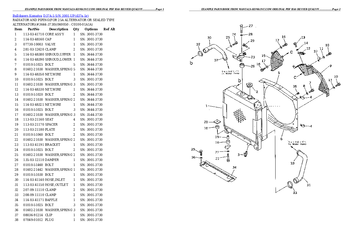 Protected: D37A-5 S/N 3001-UP Partsbook