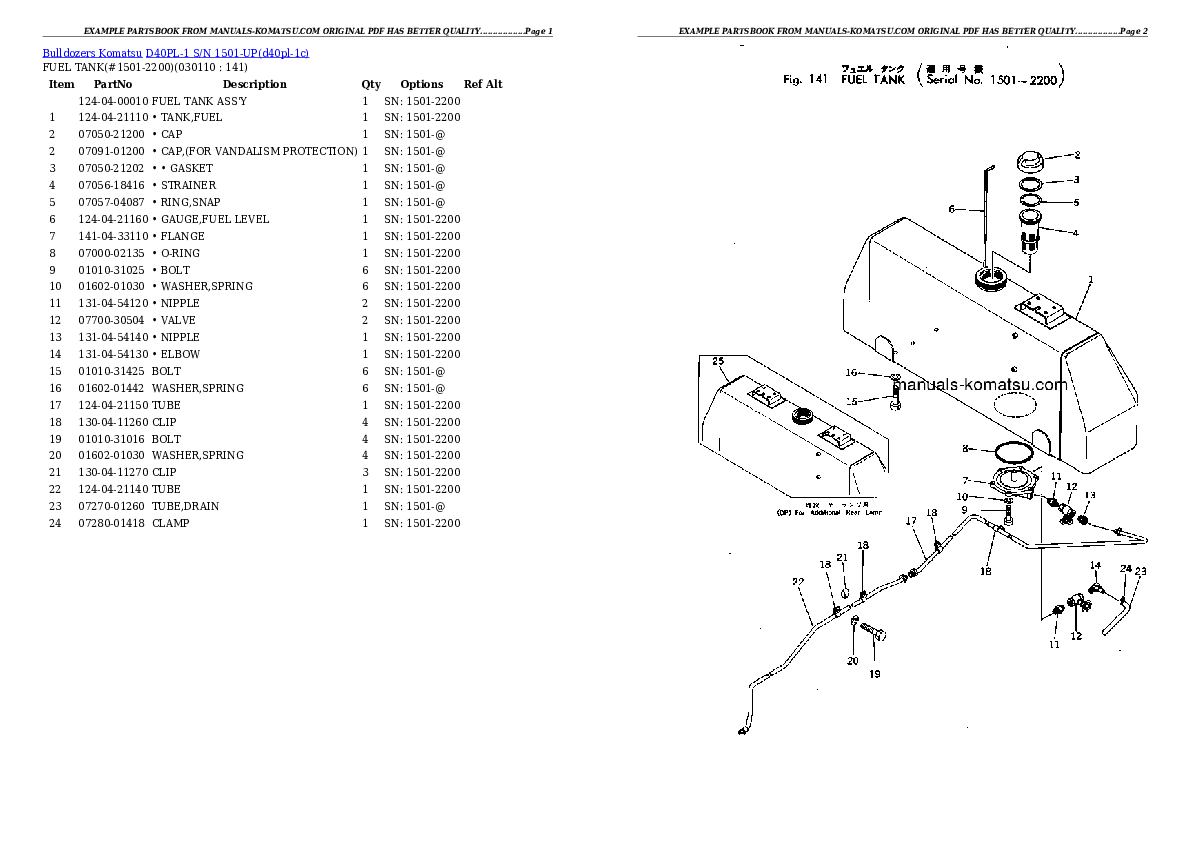 Protected: D40PL-1 S/N 1501-UP Partsbook