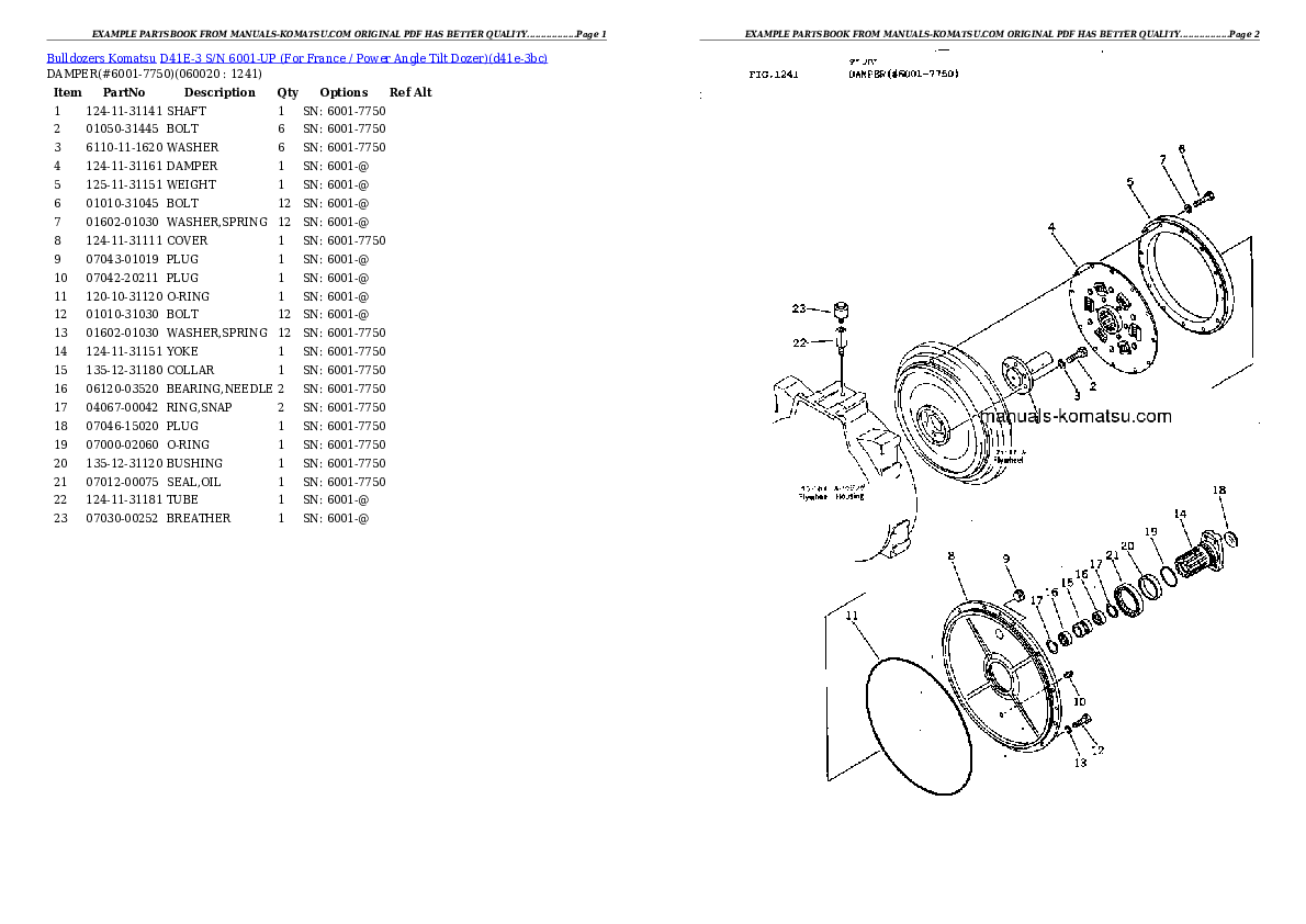 Protected: D41E-3 S/N 6001-UP (For France / Power Angle Tilt Dozer) Partsbook