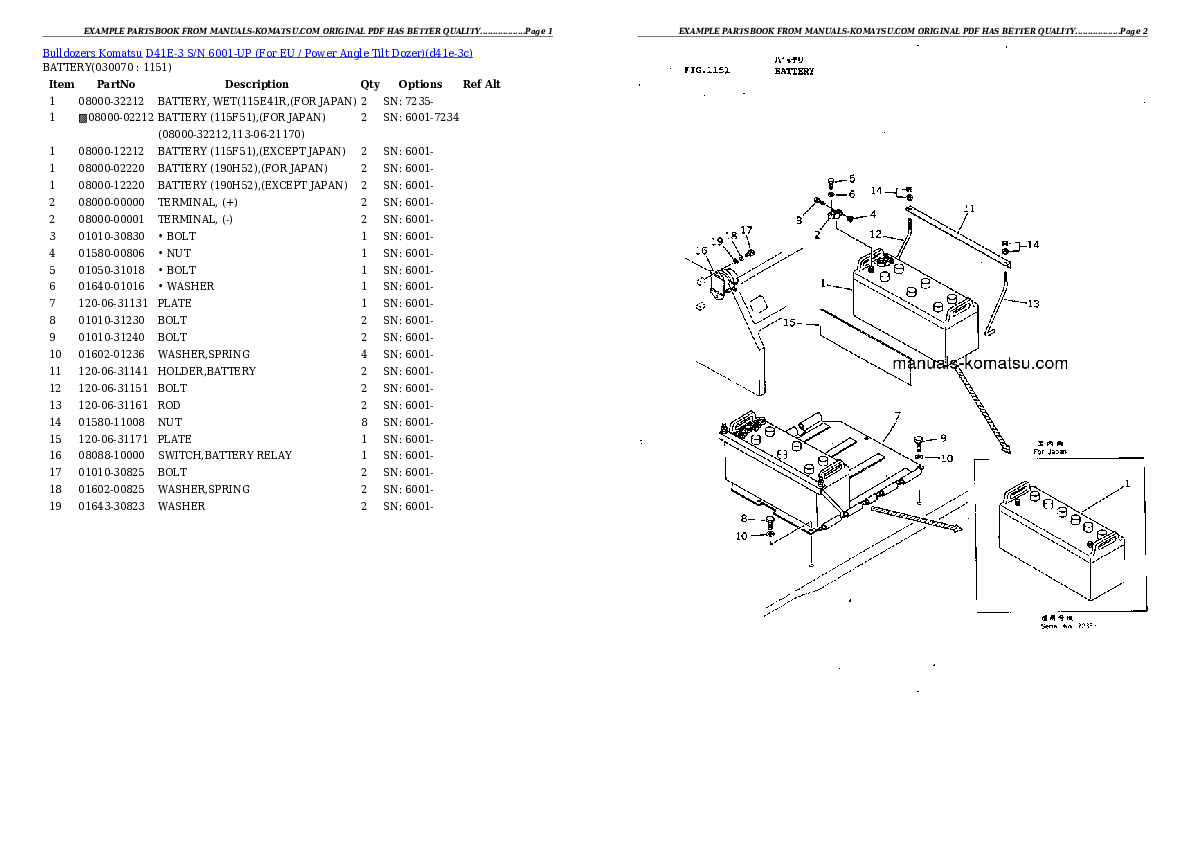 Protected: D41E-3 S/N 6001-UP (For EU / Power Angle Tilt Dozer) Partsbook