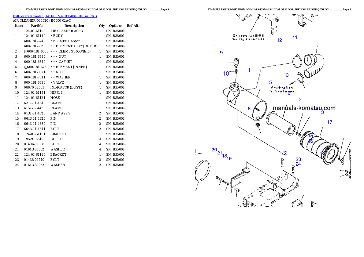 D41E6T S/N B35001-UP Partsbook