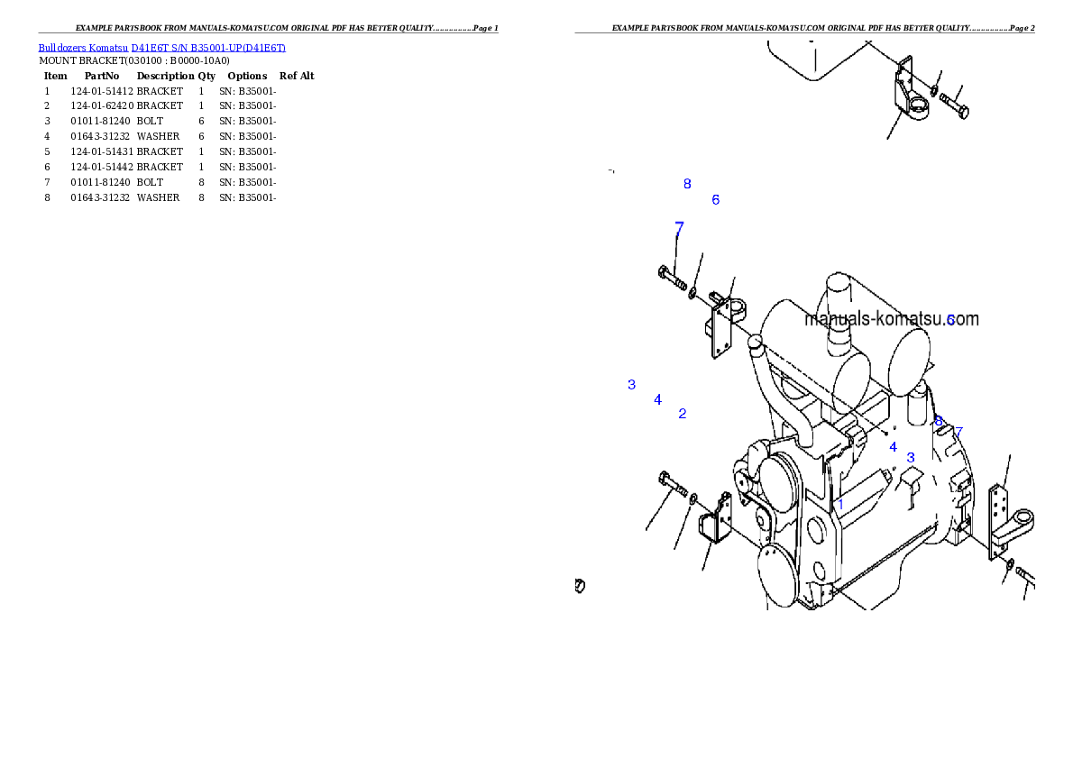 Protected: D41E6T S/N B35001-UP Partsbook