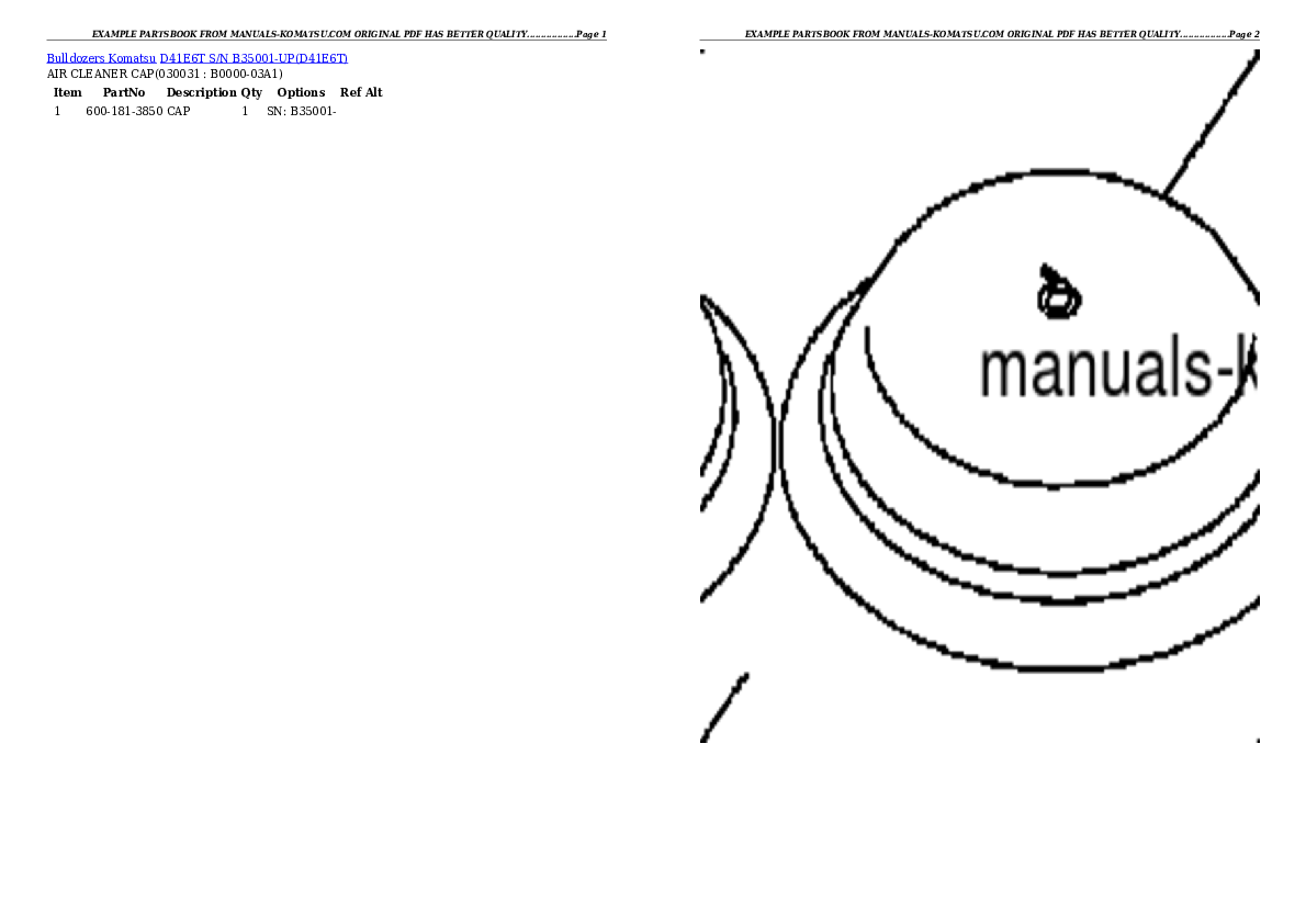 Protected: D41E6T S/N B35001-UP Partsbook