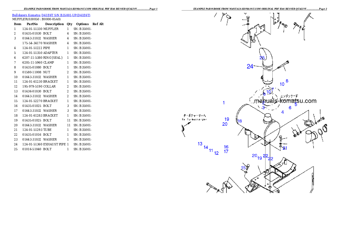 Protected: D41E6T S/N B35001-UP Partsbook