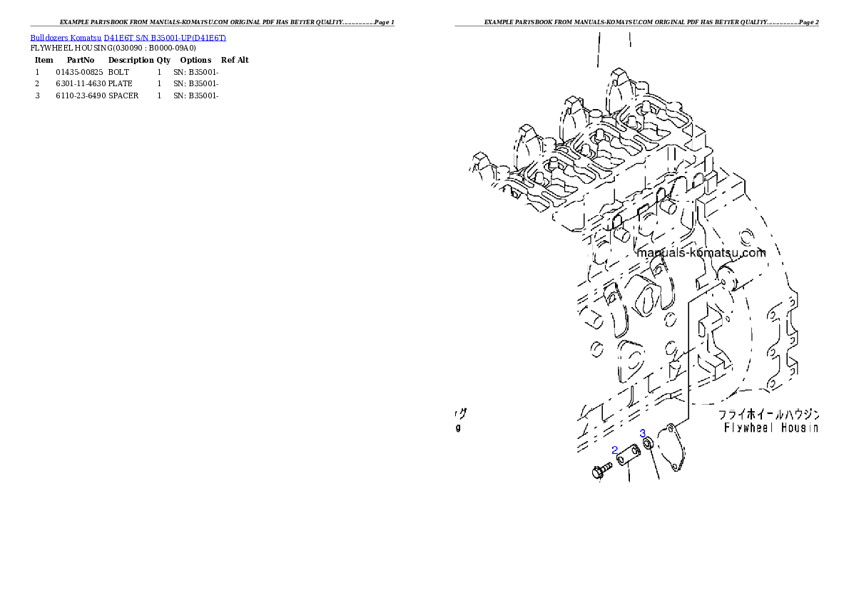 Protected: D41E6T S/N B35001-UP Partsbook