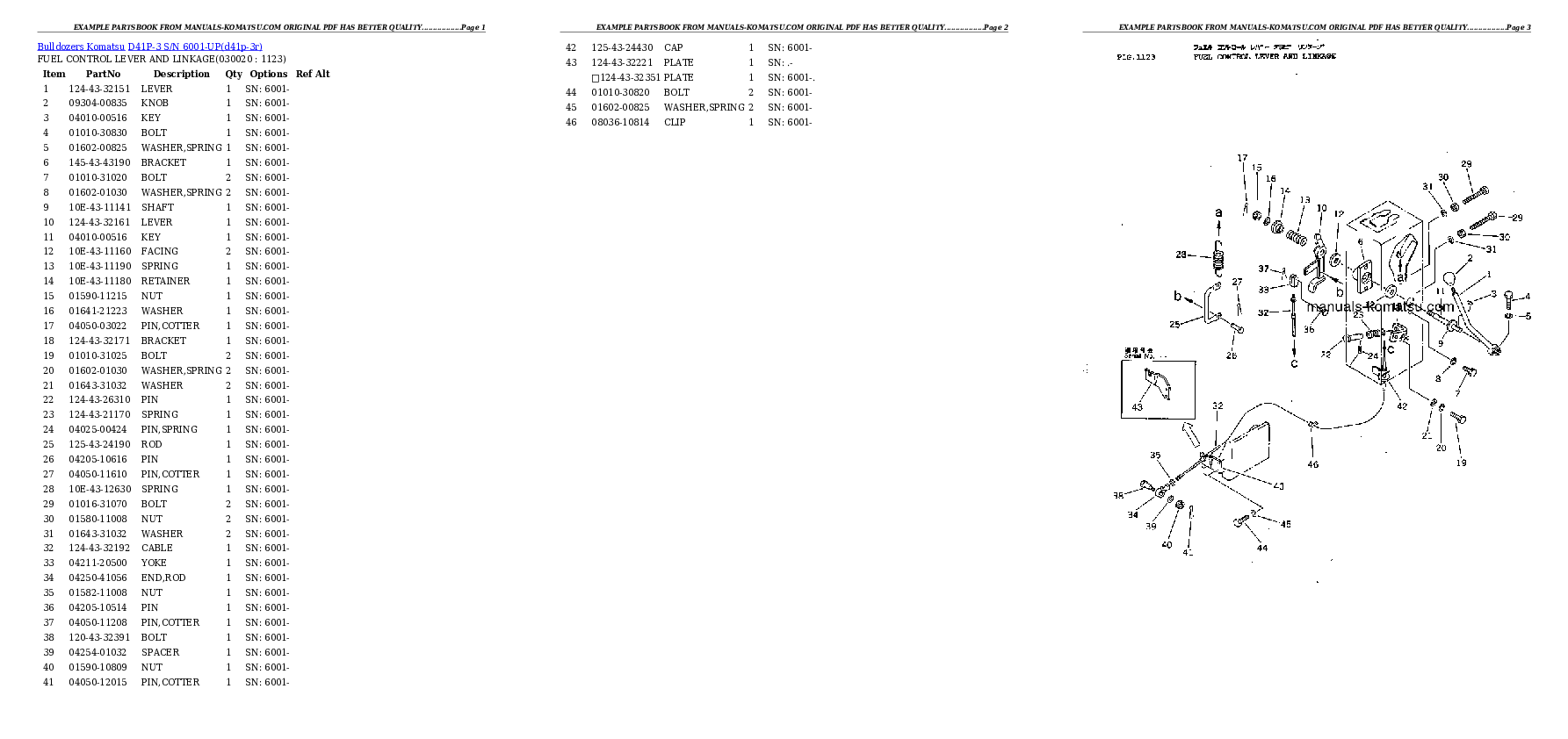 D41P-3 S/N 6001-UP Partsbook