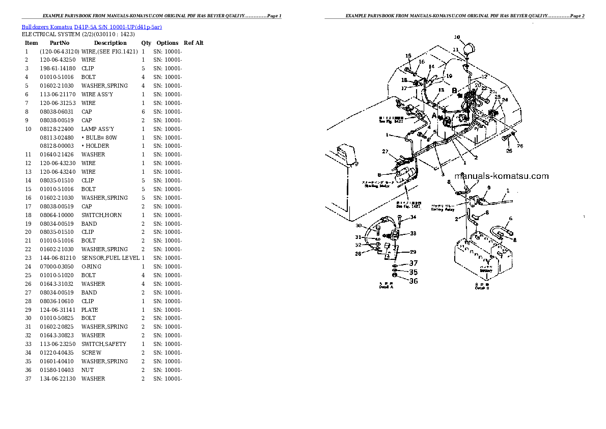 Protected: D41P-5A S/N 10001-UP Partsbook