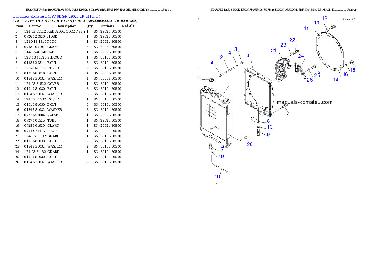 Protected: D41PF-6K S/N 29021-UP Partsbook