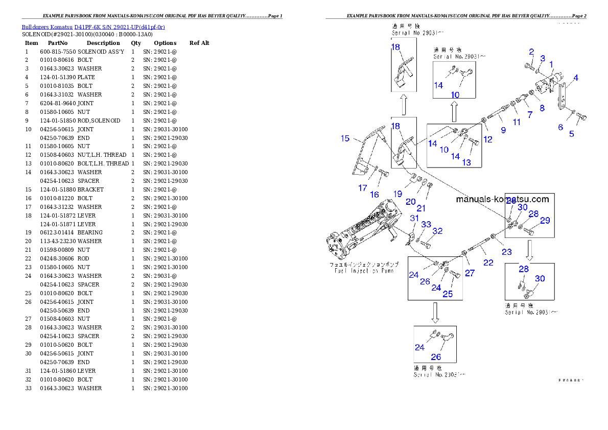 Protected: D41PF-6K S/N 29021-UP Partsbook