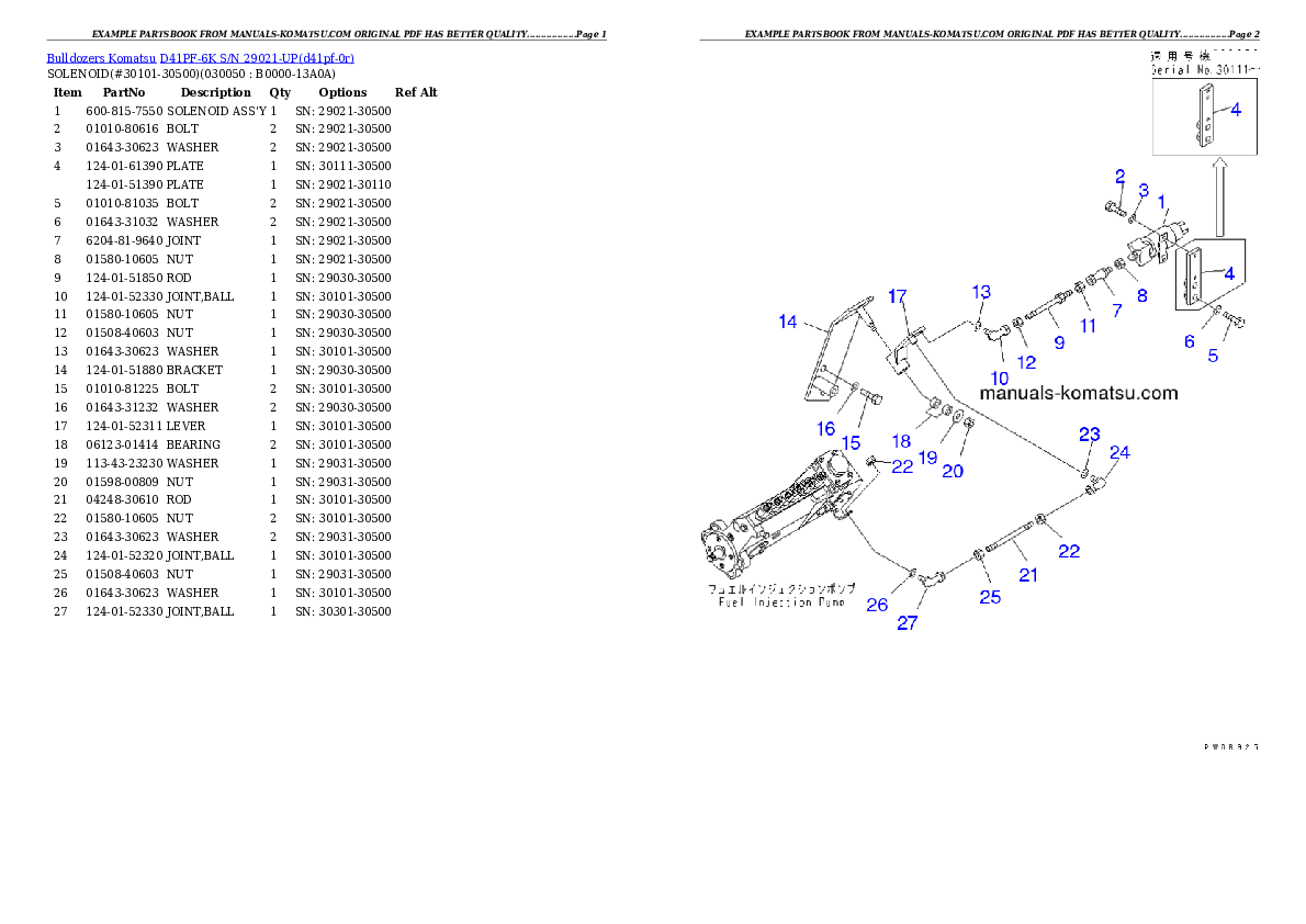 Protected: D41PF-6K S/N 29021-UP Partsbook