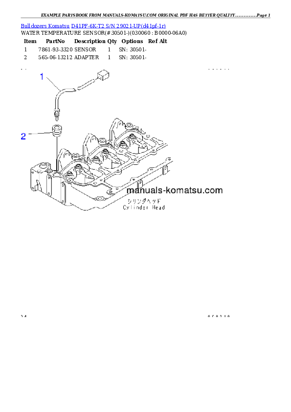 Protected: D41PF-6K-T2 S/N 29021-UP Partsbook