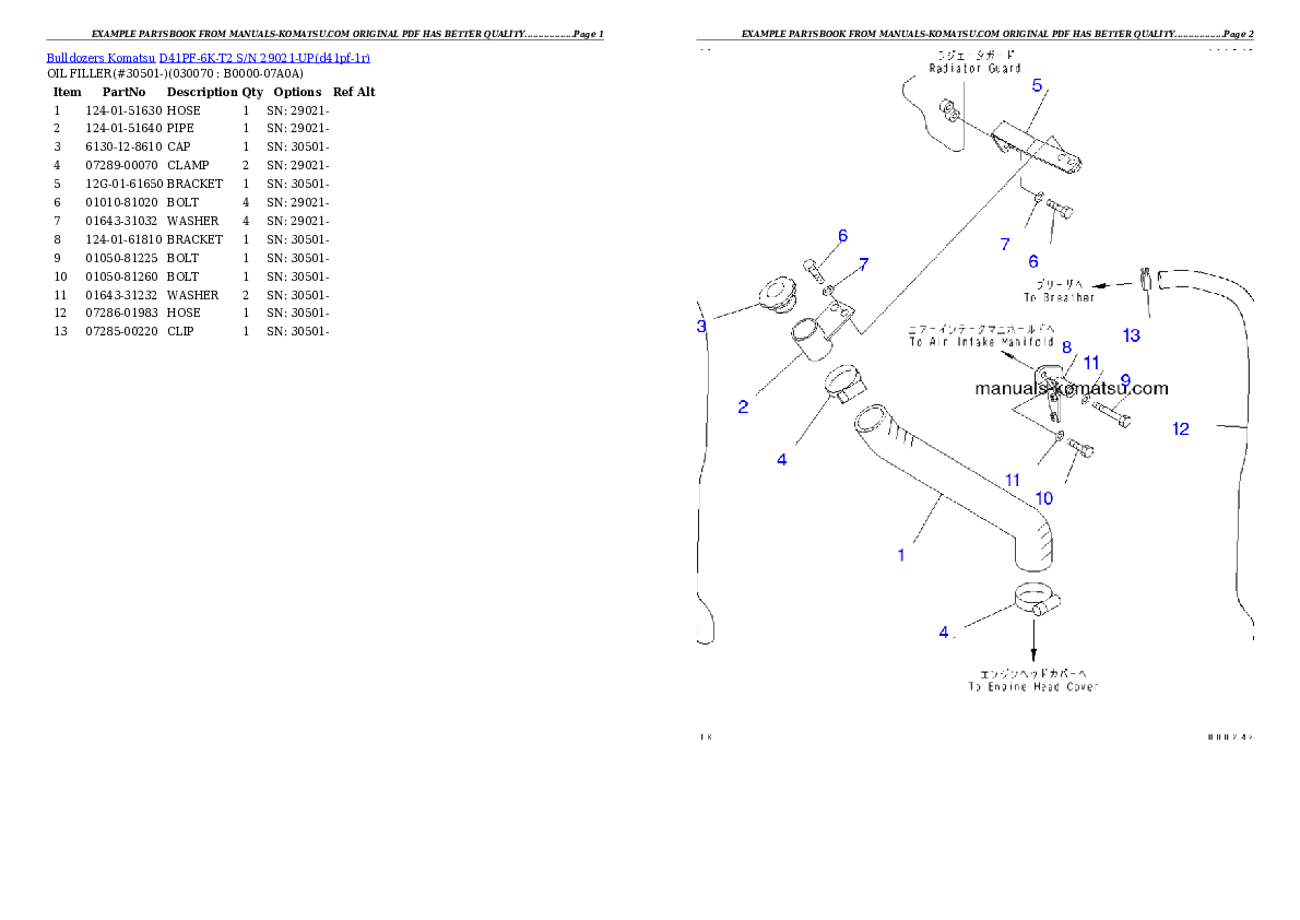 Protected: D41PF-6K-T2 S/N 29021-UP Partsbook