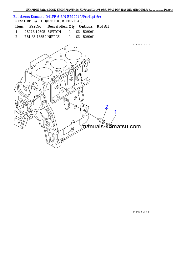 Protected: D41PF-6 S/N B29001-UP Partsbook