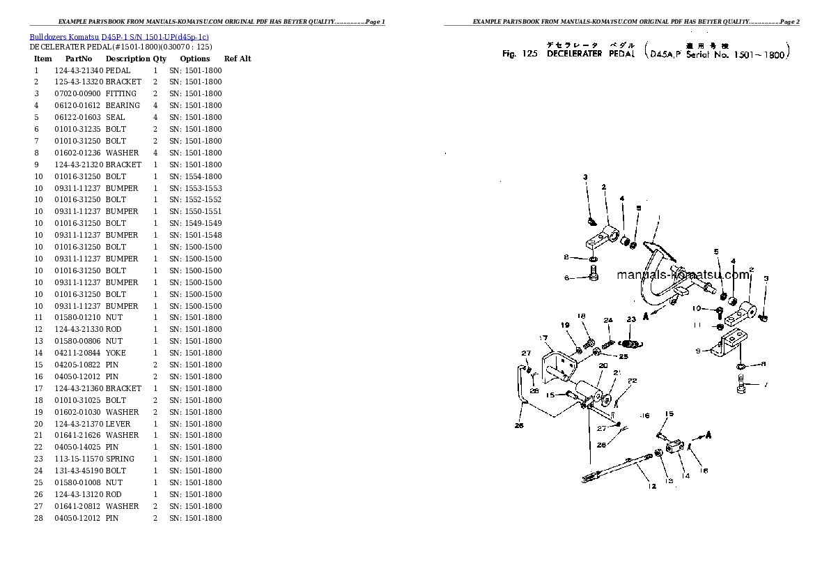 Protected: D45P-1 S/N 1501-UP Partsbook
