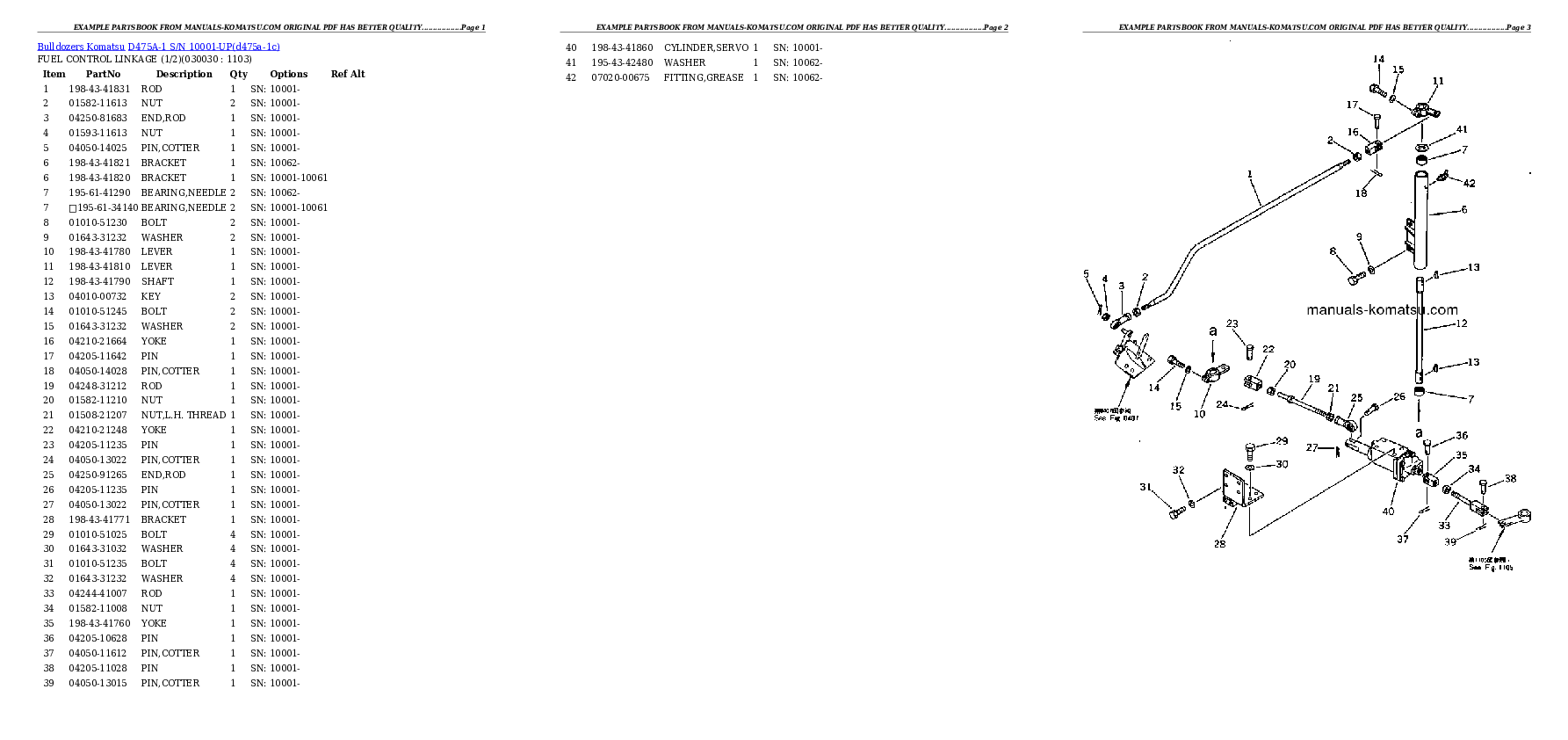 D475A-1 S/N 10001-UP Partsbook