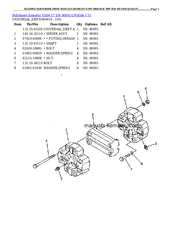 Protected: D50A-17 S/N 80001-UP Partsbook