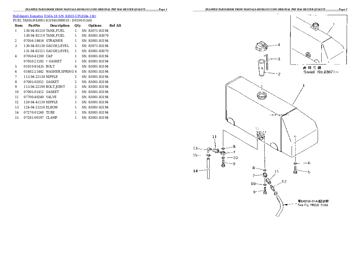 Protected: D50A-18 S/N 83001-UP Partsbook