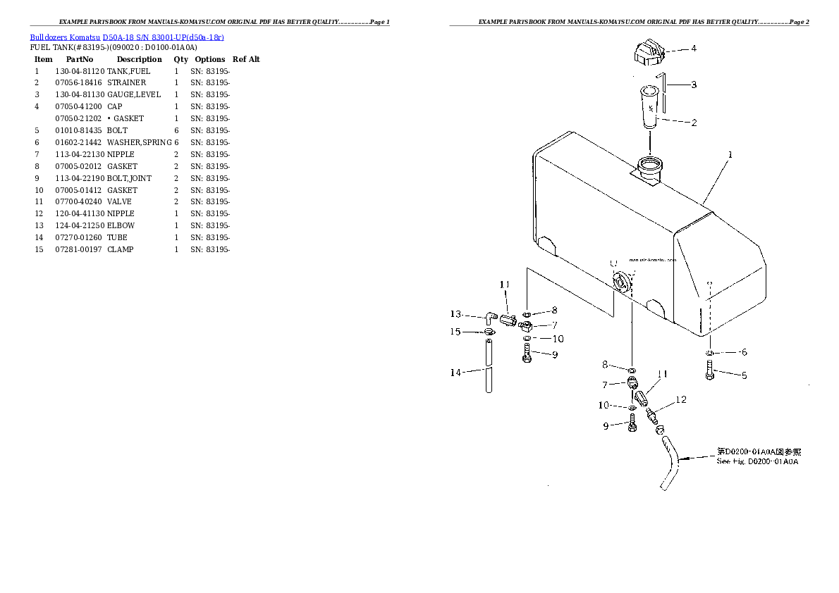 Protected: D50A-18 S/N 83001-UP Partsbook