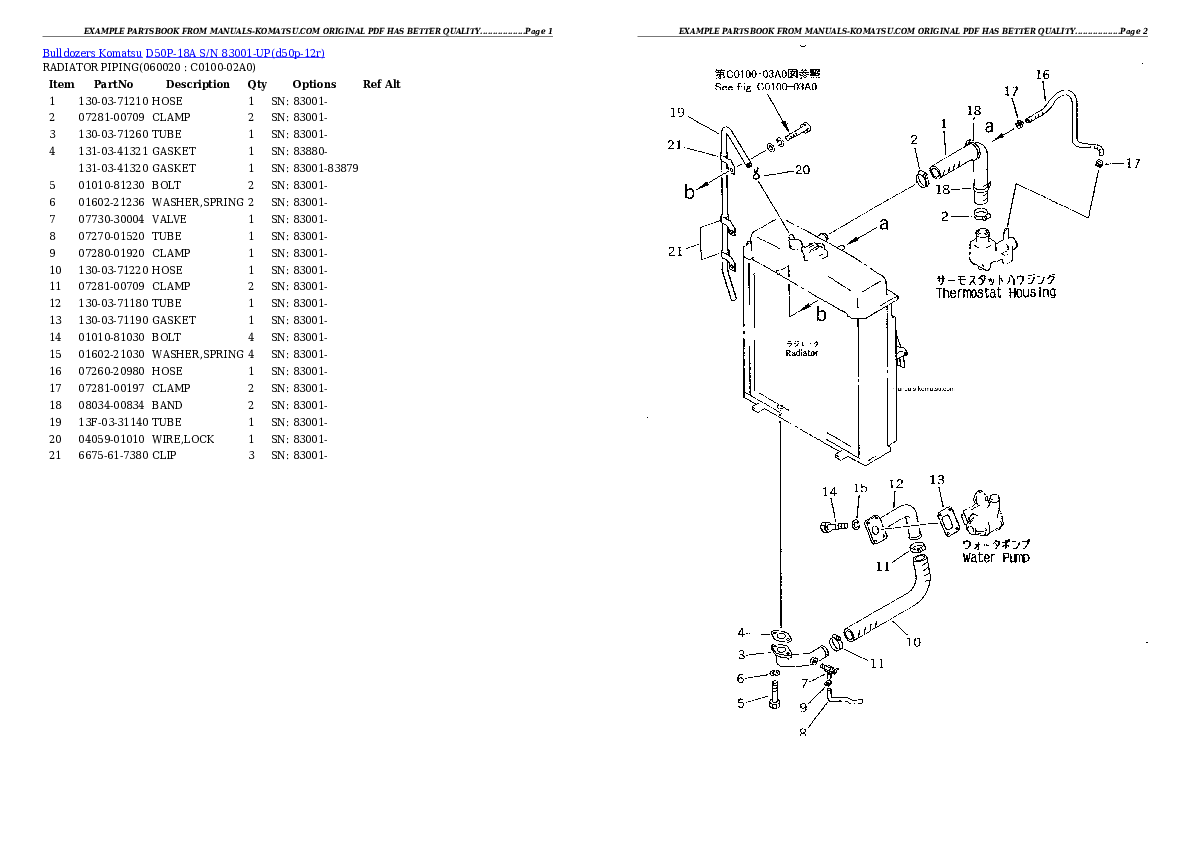 D50P-18A S/N 83001-UP Partsbook