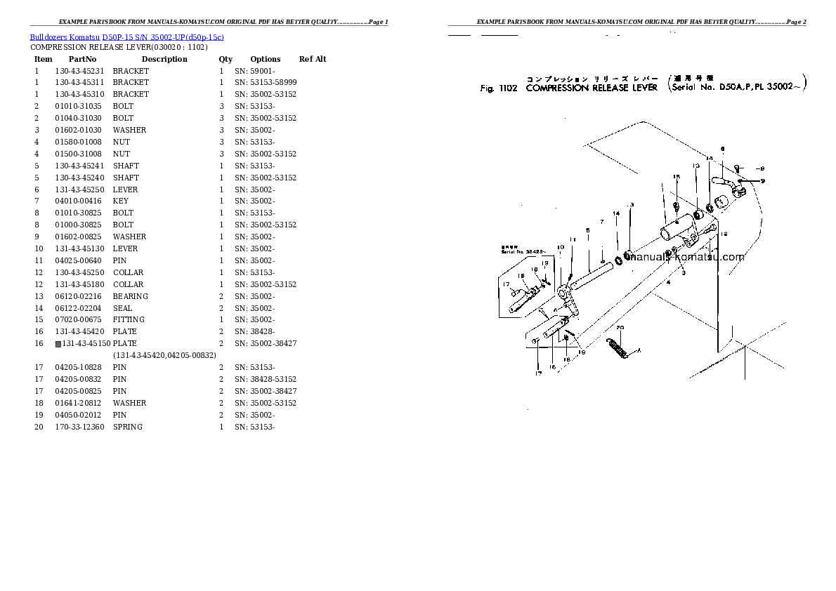 D50P-15 S/N 35002-UP Partsbook