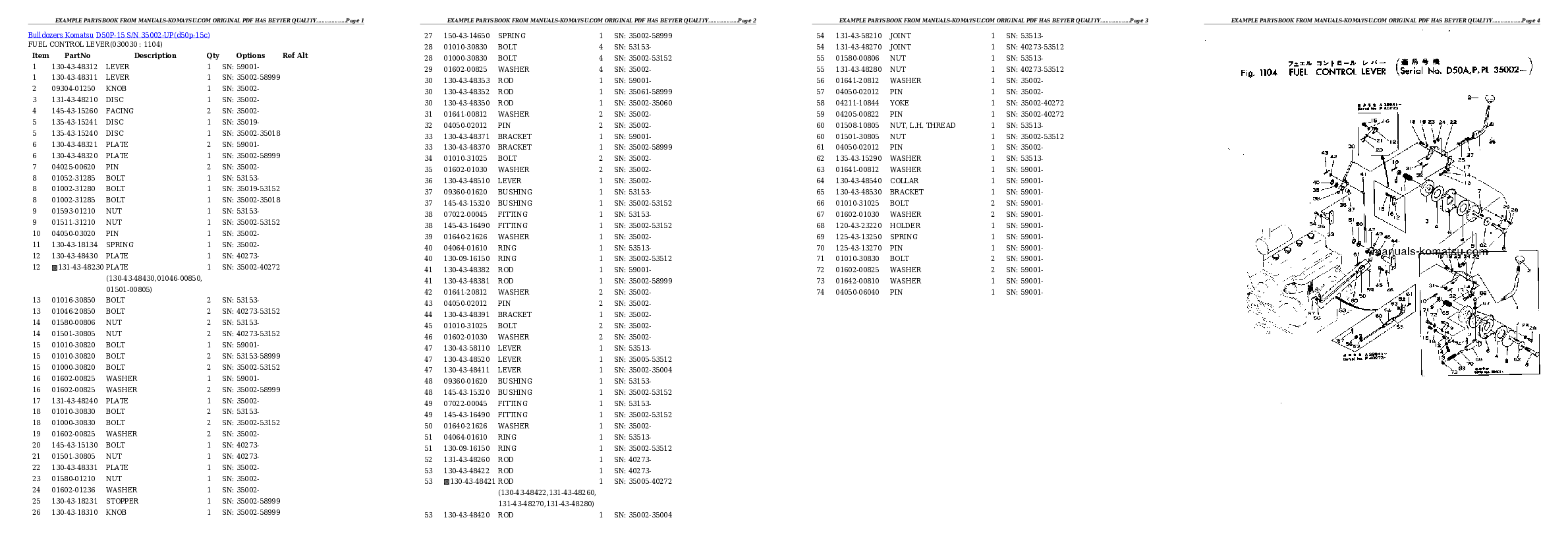 D50P-15 S/N 35002-UP Partsbook